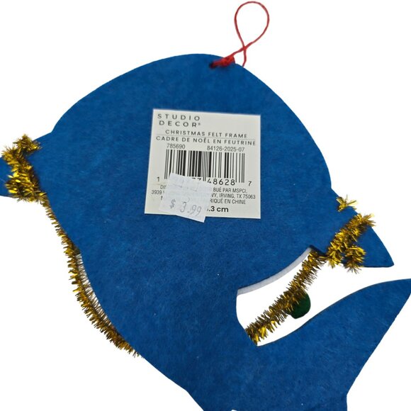 Studio Decor Blue Shark & Green Dinosaur Holiday Felt Ornament Photo Frames NEW - Picture 4 of 5